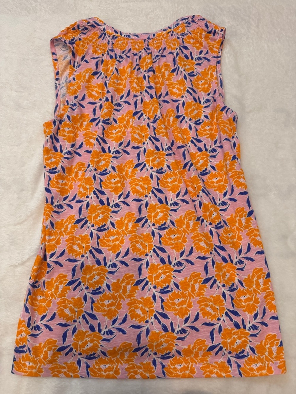 Kiwi Fresh Floral Sleeveless Top Small Pink Orange Button Front Tank - Picture 3 of 3